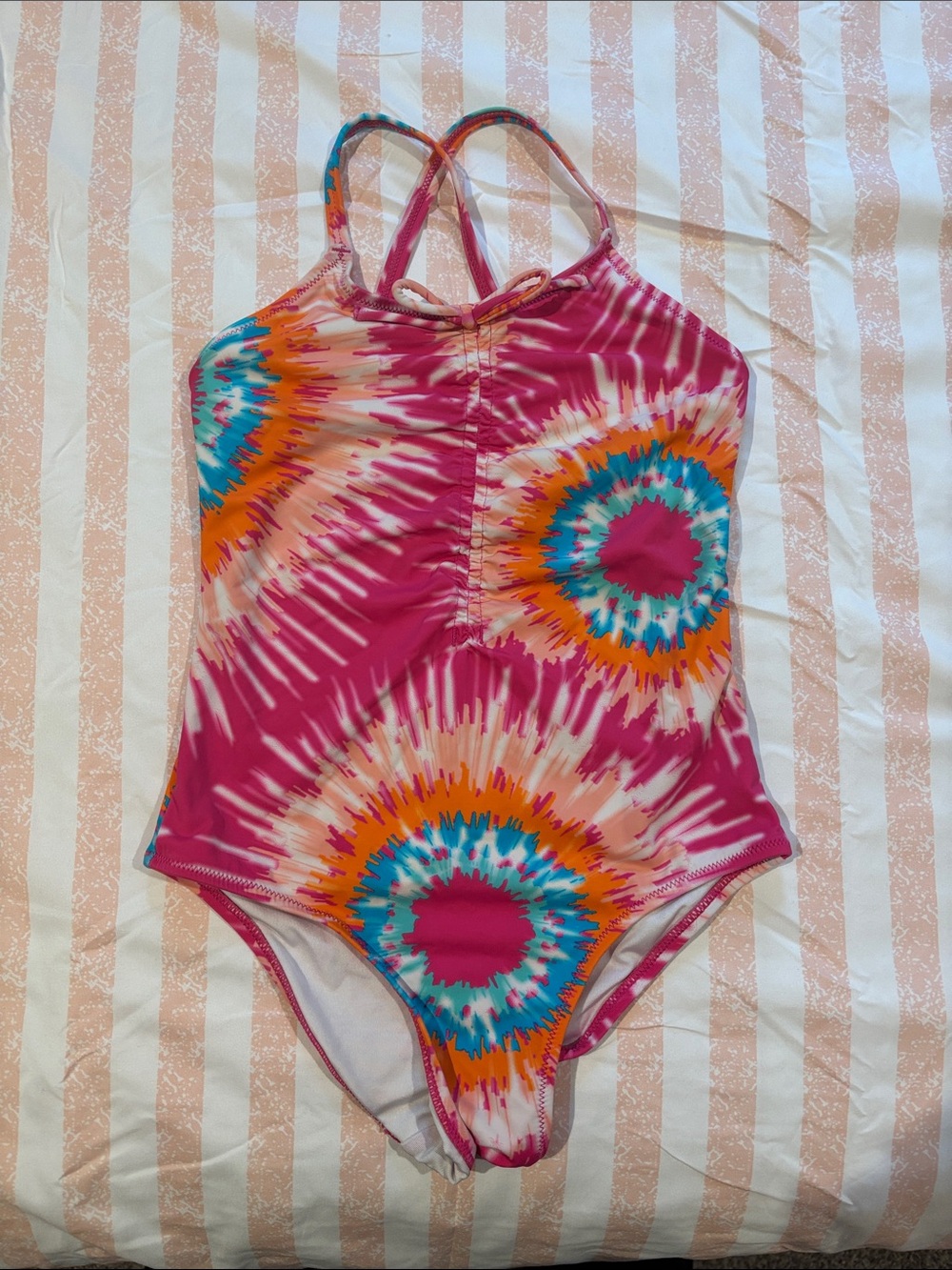 Hatley Swim Girls Pink and White Multi-Color Swimsuit